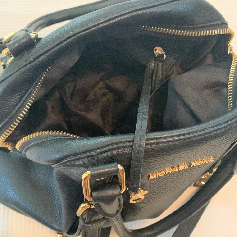 Michael Kors soft black leather shoulder bag